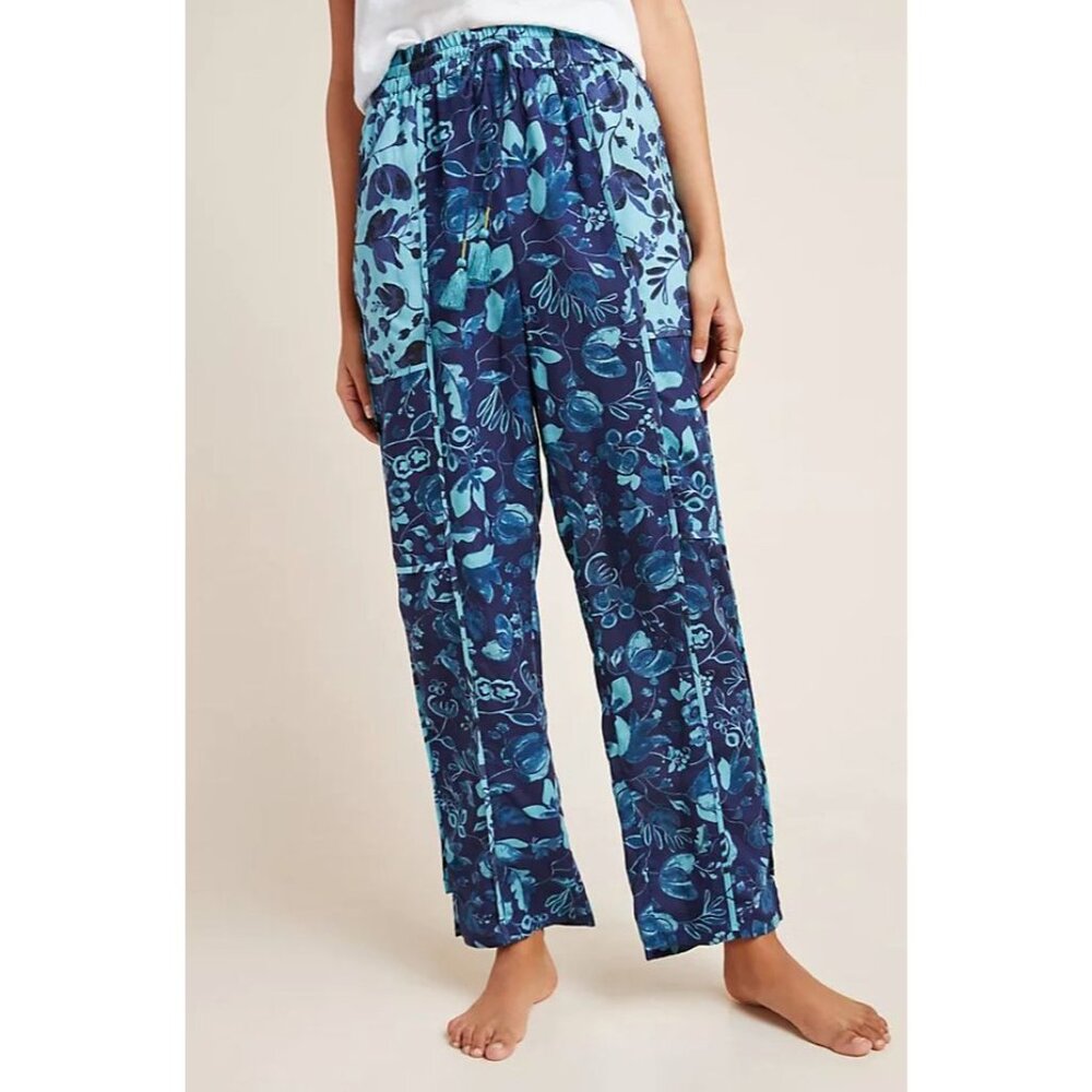 Anthropologie Womens Medium Jamie Sleep Pants Floral Tassel Drawstring Lounge